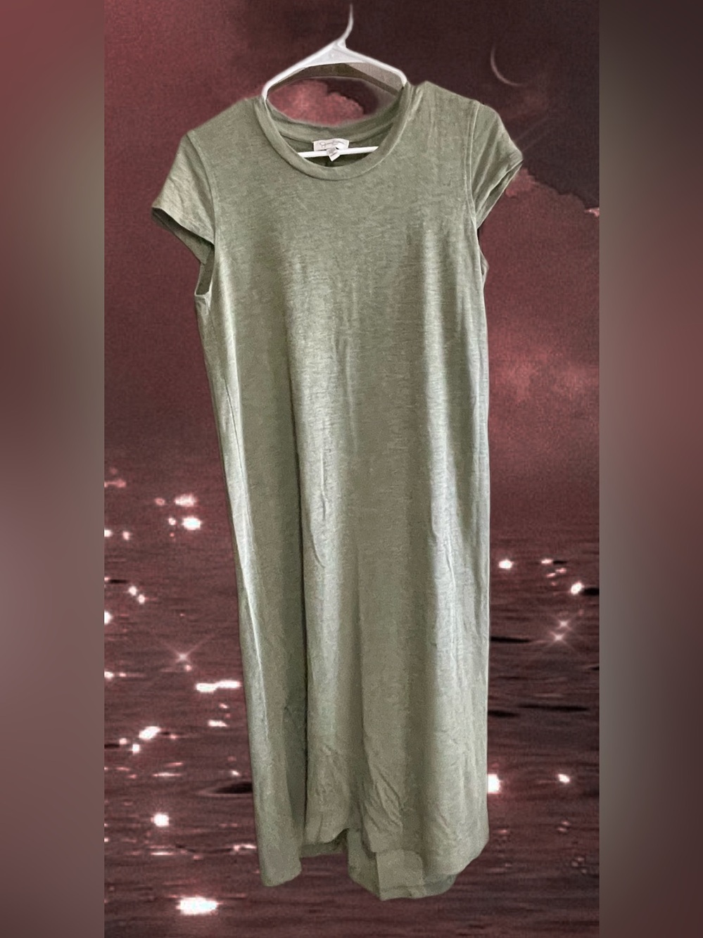 Jessica Simpson Olive Green Maxi T-Shirt Dress - Picture 2 of 3